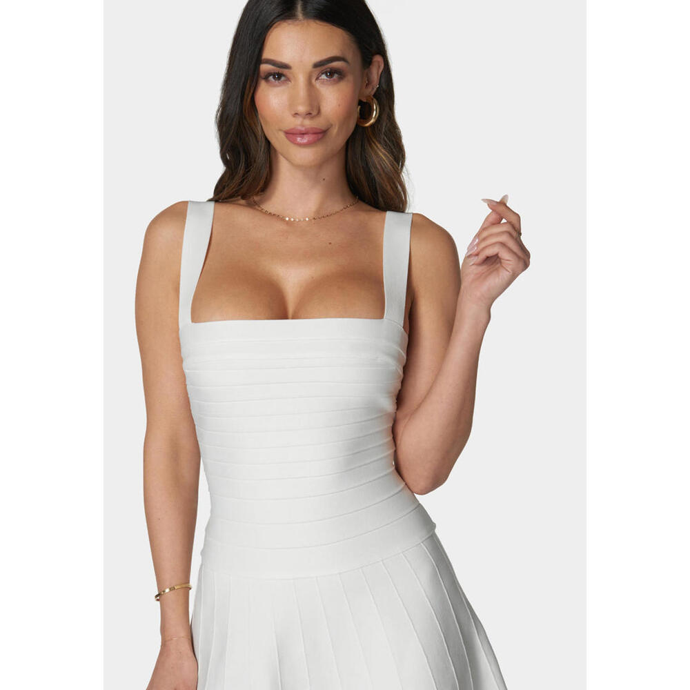 NWT Bebe Bandage Square neck White Mini Dress Size M - Picture 9 of 9